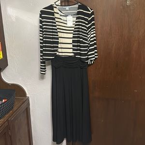 2 pc jacket dress - black and tan